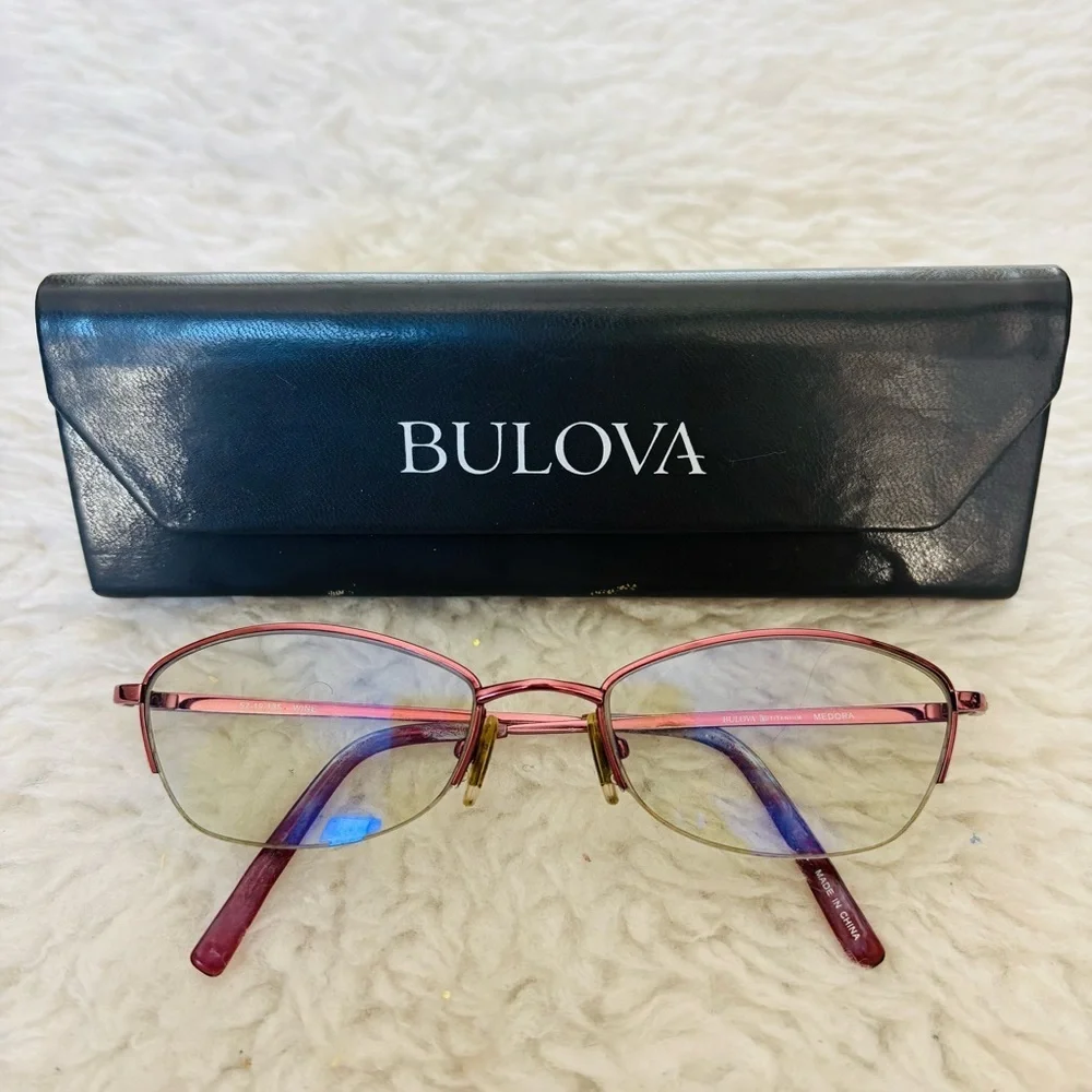 Bulova Medora Titanium Wine Eye Glasses Frame Only w/ Case 52-19 135